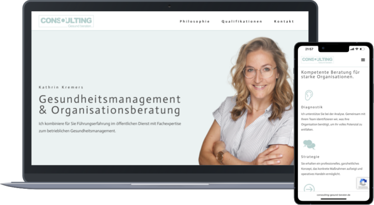 Website von Consoulting für Beratung und Coaching auf Laptop und Smartphone