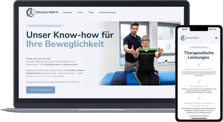 Website von Körperwerk auf Laptop und Smartphone