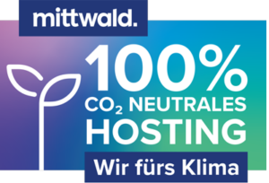 Logo mittwald – Partner für klimaneutrales Webhosting